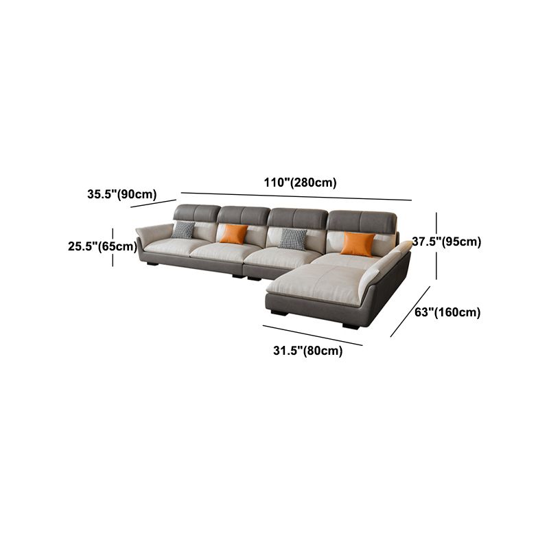 Scandinavian Stain-Resistant Faux Leather L-Shape Cushion Back Sofa