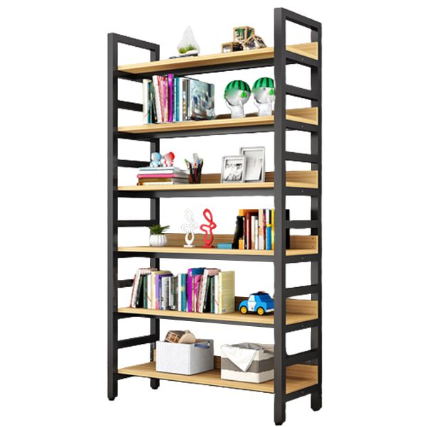Modern Style Bookshelf Black Frame and Wood Bookcase for Office