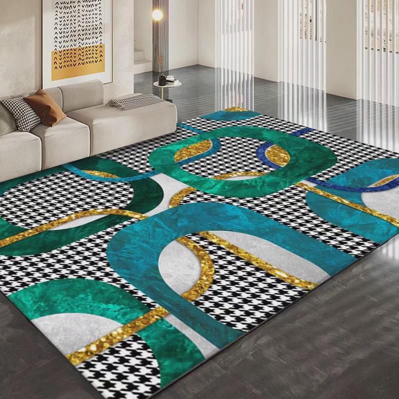 Dark Gray Modern Rug Polyester Graphic Indoor Rug Stain Resistant Rug for Living Room