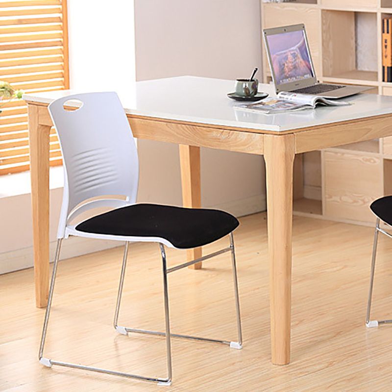 Low Back Office Chair Plastic/Fabric Upholstery Task Chair with Stainless Steel Legs