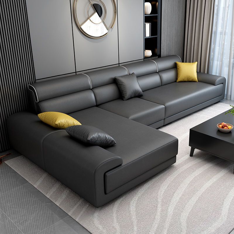 L-Shape Reversible Faux Leather Stain-Resistant Sectional Sofa with Chaise