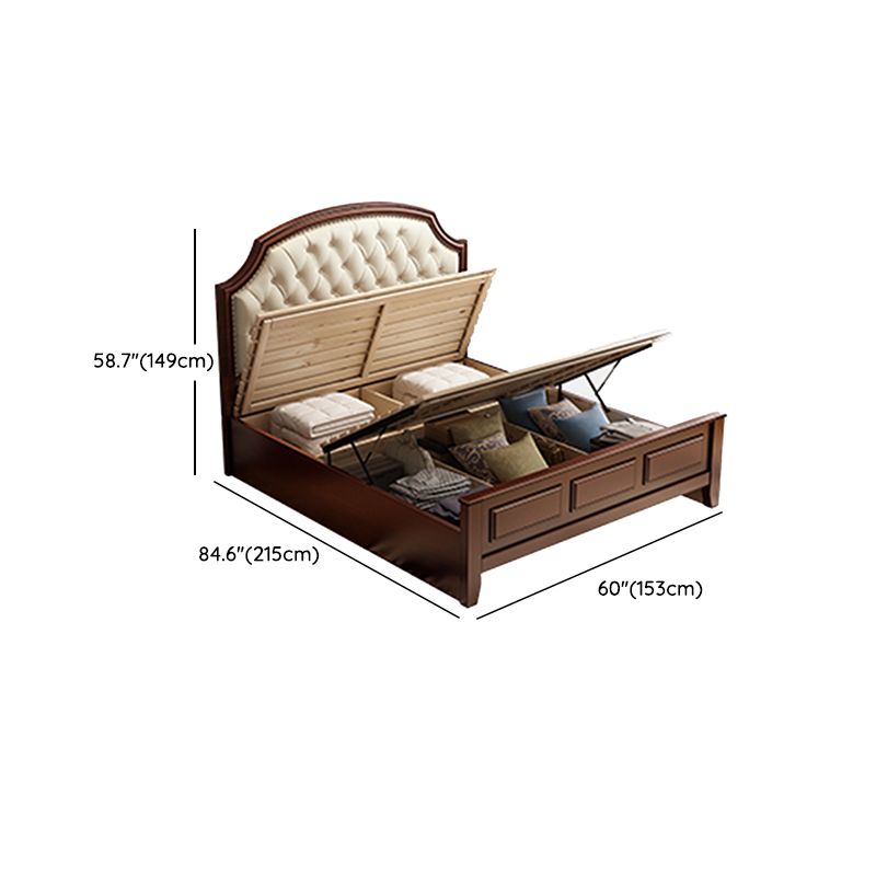 Mid-Century Modern Standard Bed Upholstered Headboard Espresso Panel Bed