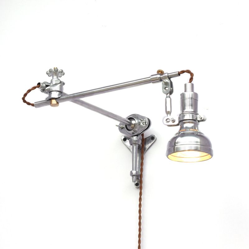 Silver 1-Light Wall Light in Modern Creative Style Aluminium Geometric Reading Wall Lamp