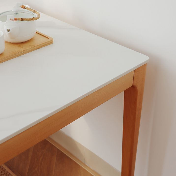 51'' Sintered Stone Rectangle Table Medieval Modern Table with Beech Wood 4 Legs