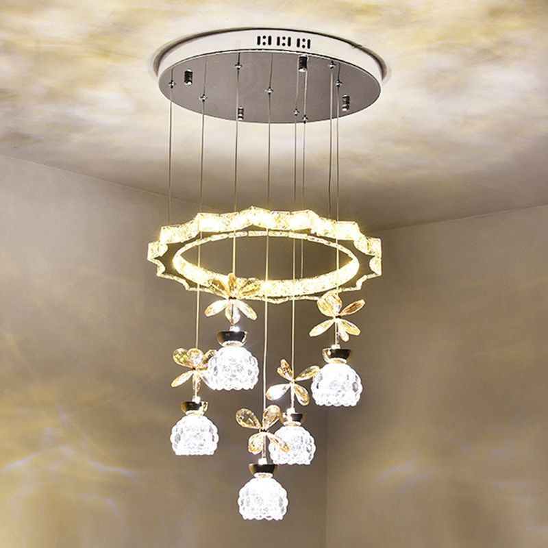 Ultra-modern Simplicity Round Hanging Ceiling Light Crystal Suspension Pendant Light for Restaurant