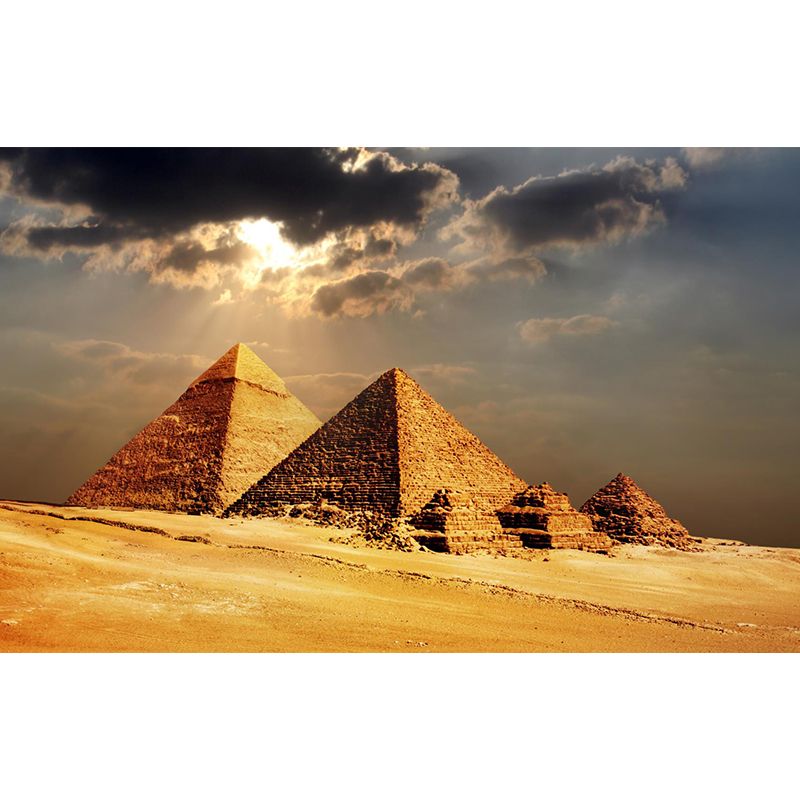 Egypt Giza Pyramid Group Mural Contemporary Stain-Proof Hallway Wall Decor, Custom-Made