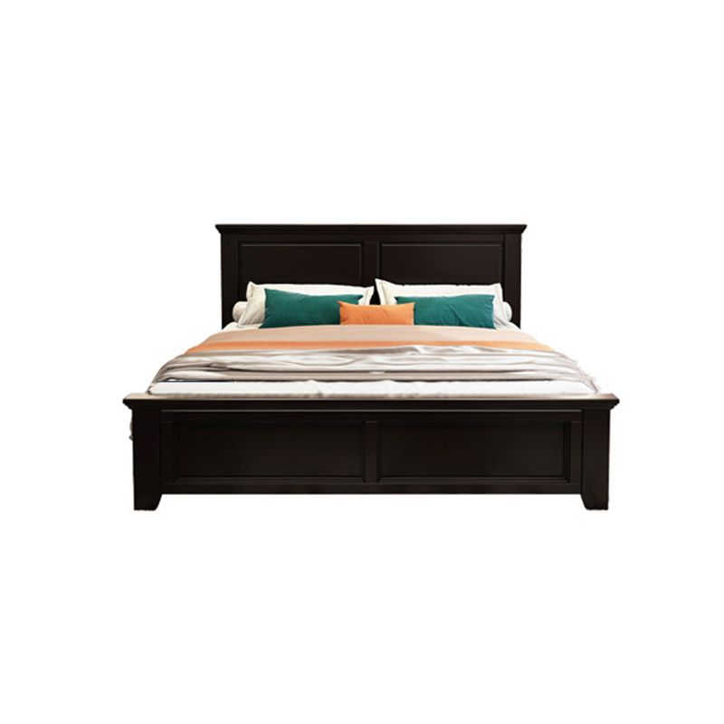 Contemporary Wood Standard Bed, Panel Rectangular Headboard Bed