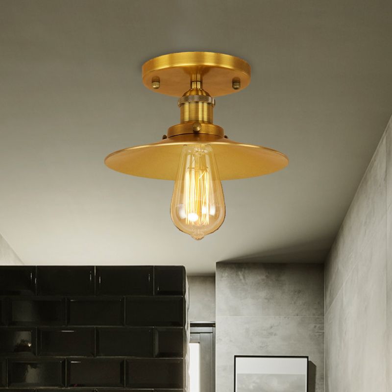 Zwart/messing platte kap semi-inbouwlamp vintage stijl metaal 1 lamp keuken semi-inbouwverlichting