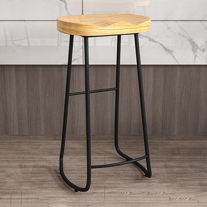 Contemporary Natural Solid Wood Barstool Footrest Restaurant Stool