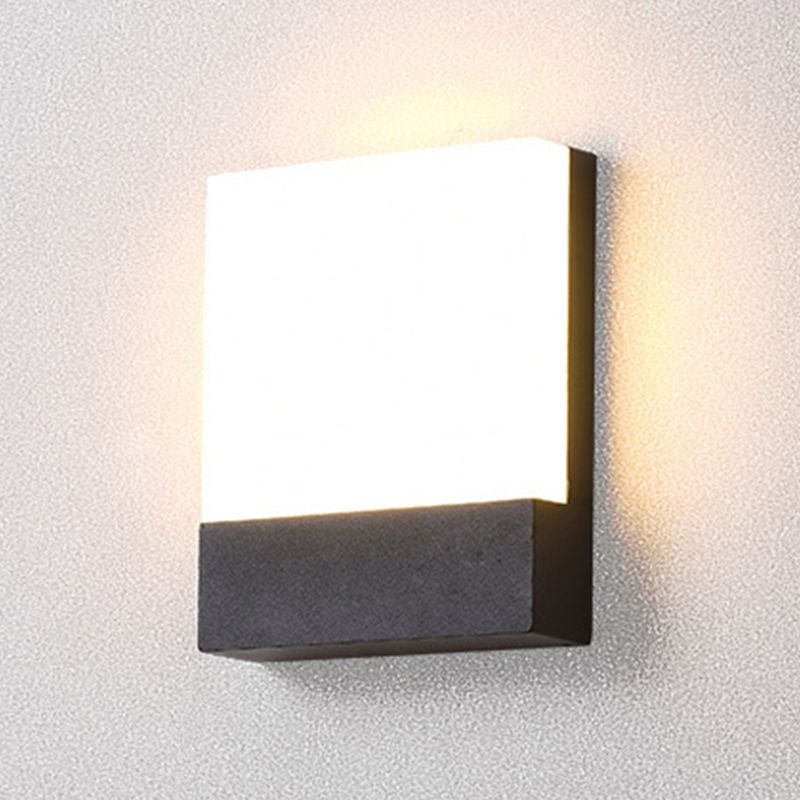Square LED Wall Lamp Modern Black Wall Mount Lamp with Acrylic Shade for Garden