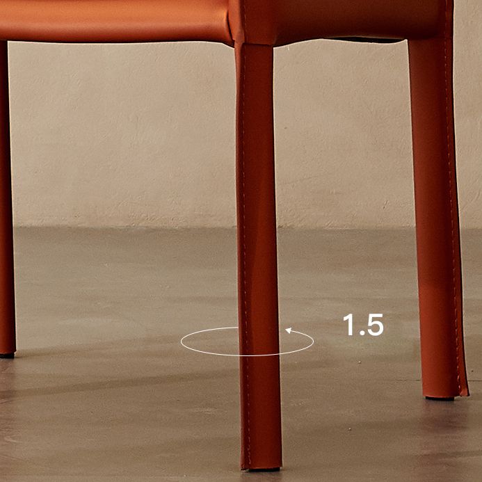 Modern Arm Dining Chair Faux Leather Low Back Dining Side Chair