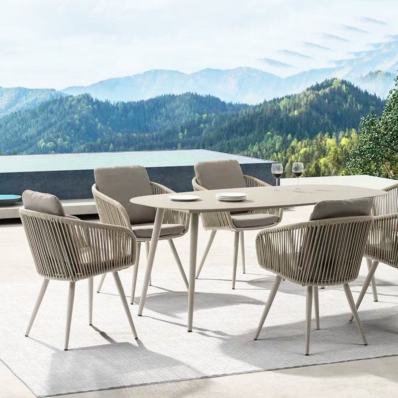 Modern Metal Dining Table Set 1/2/3/7 Pieces Dining Table Set for Outdoor