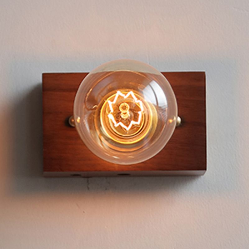 Minimalist Wall Sconce Exposed Bulb Wooden Sconce Light for Bedroom