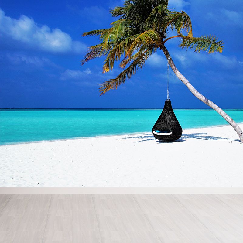 Large Tropical Scenery with Palm Trees Contemporary Style Decorating Wall Art