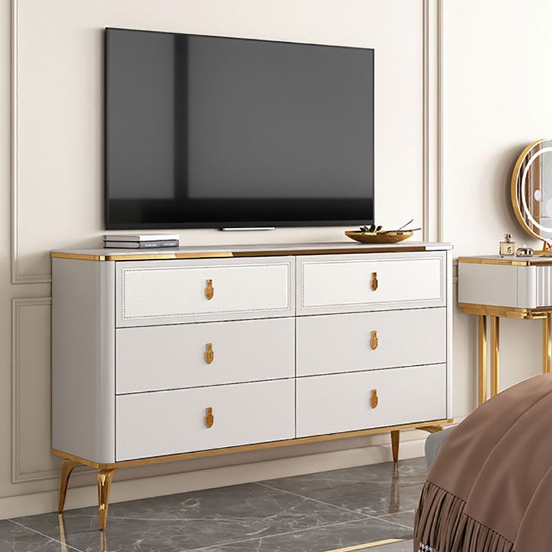 Classic Glam Stone Double Dresser Horizontal Storage Chest for Bedroom