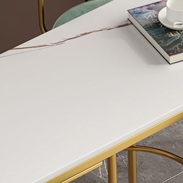 Rectangle Stone Bistro Table Modern Pub Table with Double Pedestal