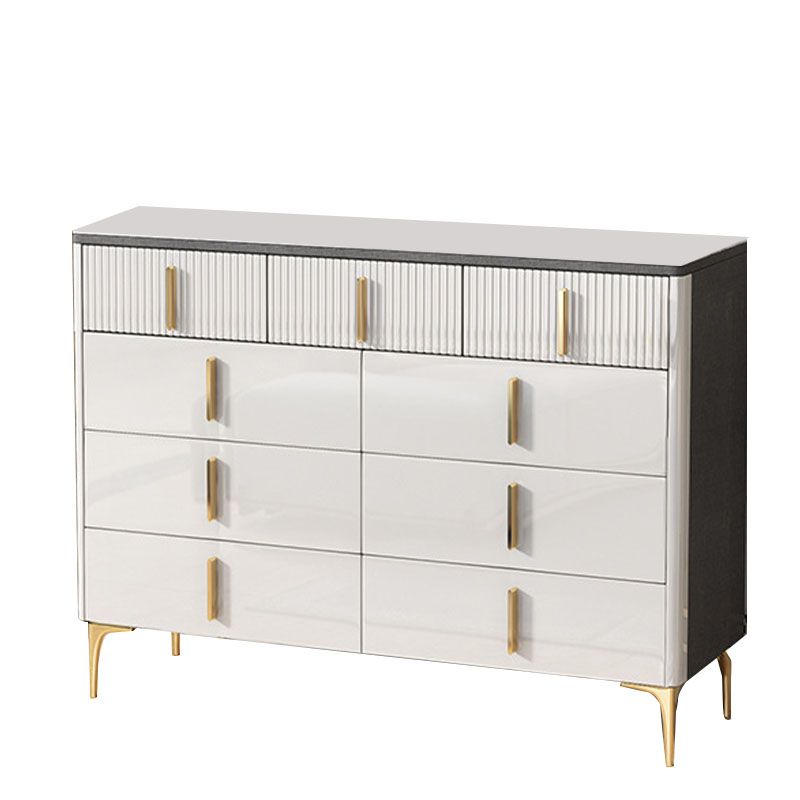 Glam Stone White Storage Chest Bedroom Chest with Metal Legs