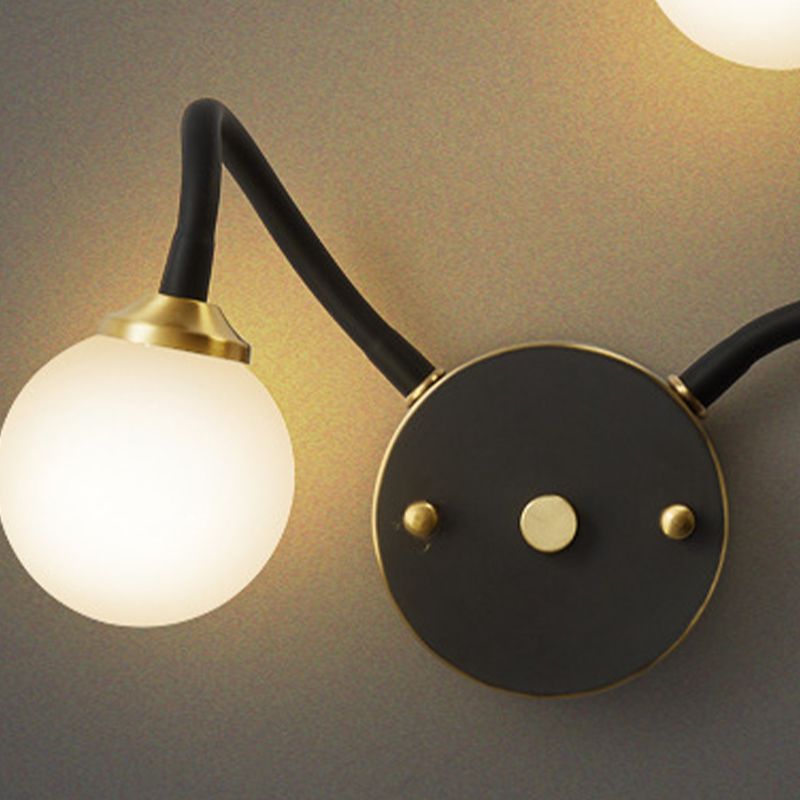 Brass Globe Wall Light Nordic Black Wall Sconce with Glass for Living Room