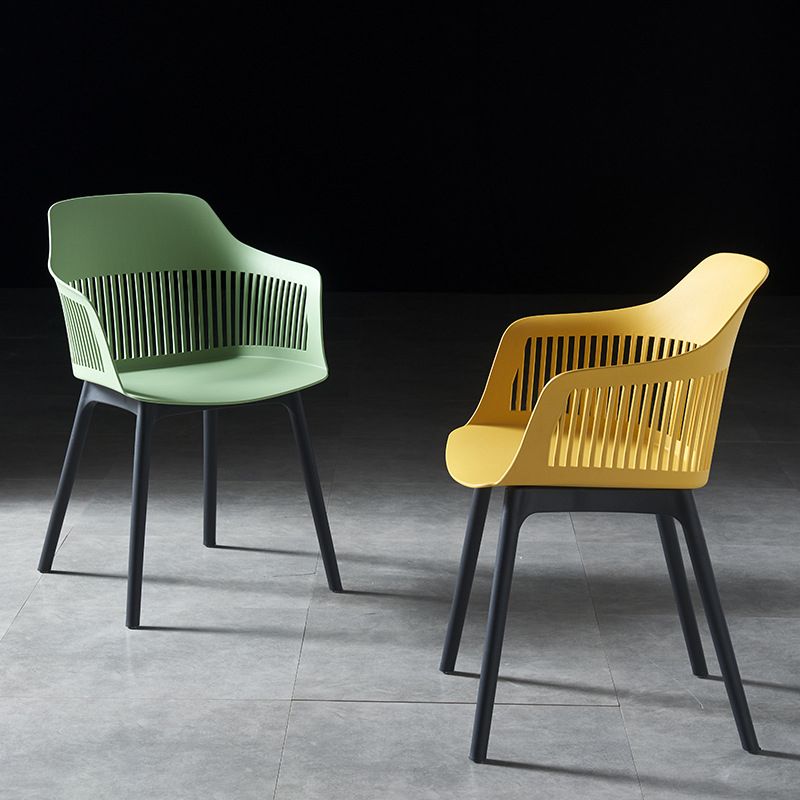 Silla escandinava de plástico para comedor, cocina, sillón con respaldo de listones