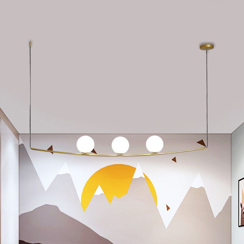 2/3 Lights Bubble Island Light Modern Simple Metal Chandelier Lighting in Black/Gold