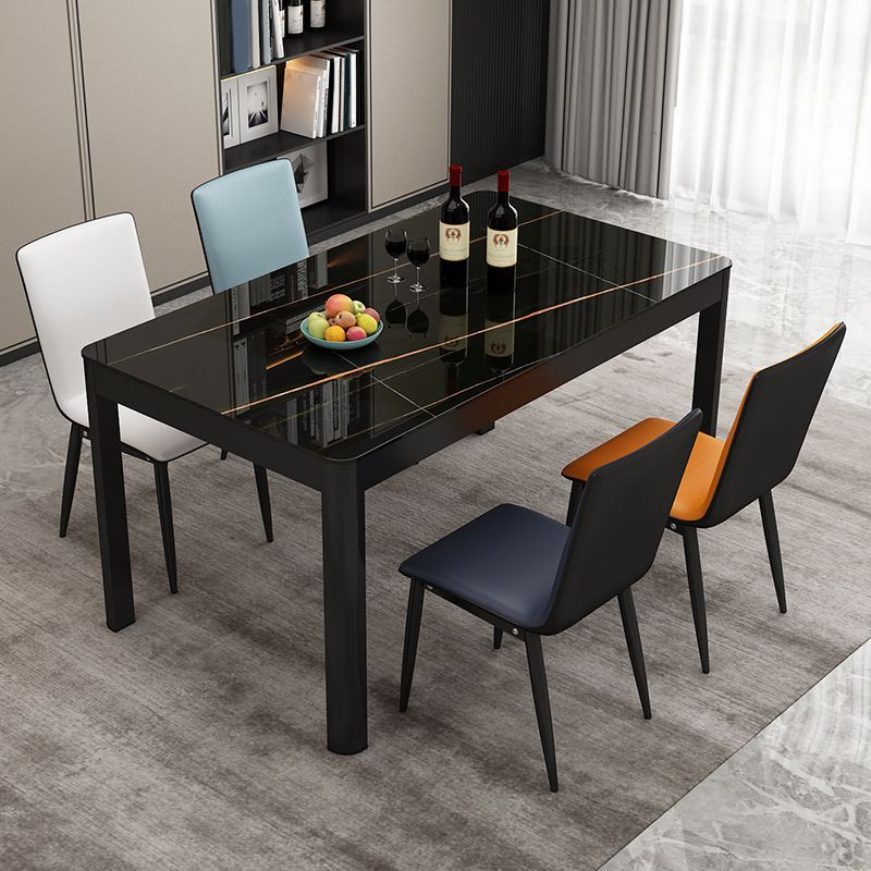 Modern Black in Glass Counter Table Rectangle Dining Table for Kitchen