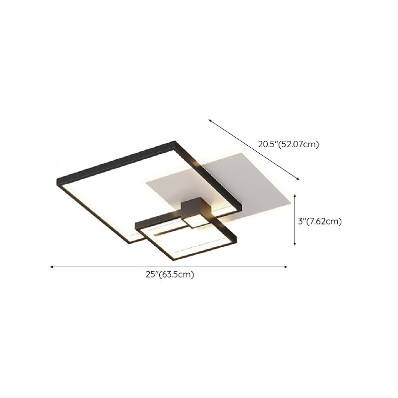 Geometric Shape Metal Flush Mount Light Modern Style 3 Lights Ceiling Mount Light in Black