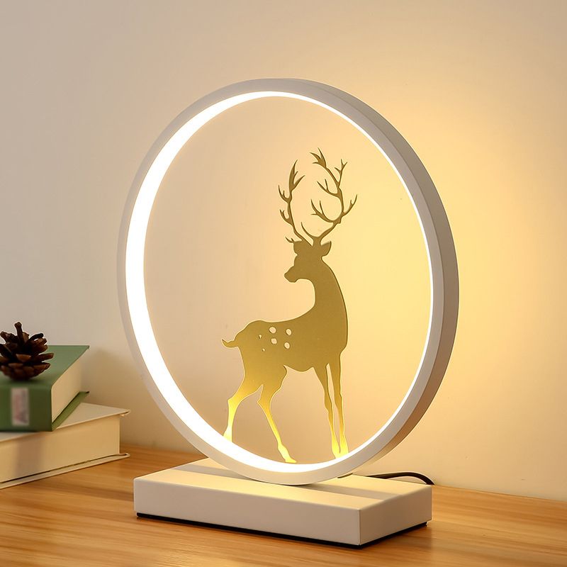 Modern Style Circle Shape Table Light Metal 1 Light Nightstand Lamps for Bedroom