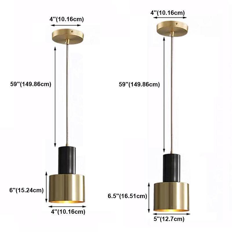 Cylindrical Ceiling Pendant Light Minimalist Style Metal Bedroom Down Lighting Pendant
