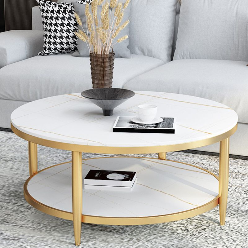 Glam Round 4 Legs Coffee Table Slate Top Coffee Cocktail Table