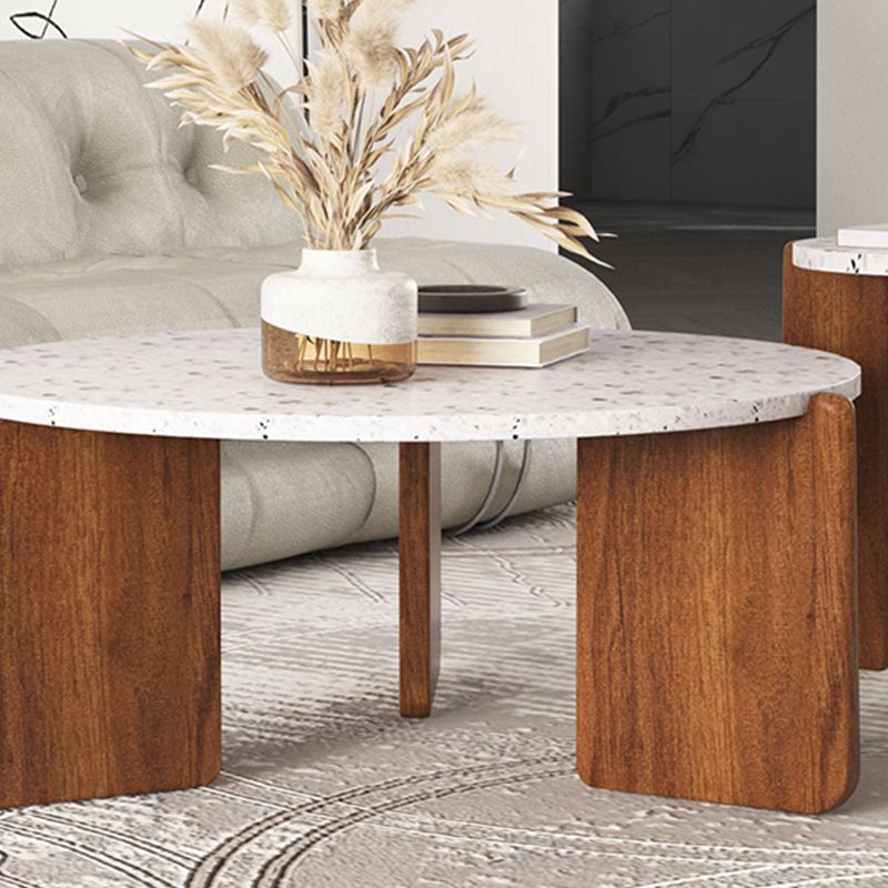 Stone Coffee Cocktail Table Modern 3 Legs Coffee or End Table