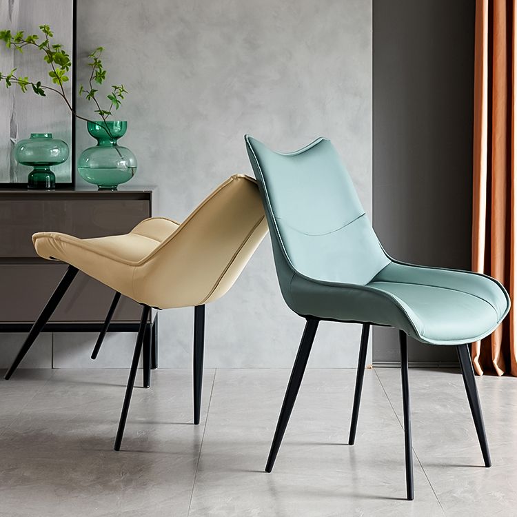 Silla de comedor estilo moderno Sillas laterales sin brazos de cocina con patas de metal