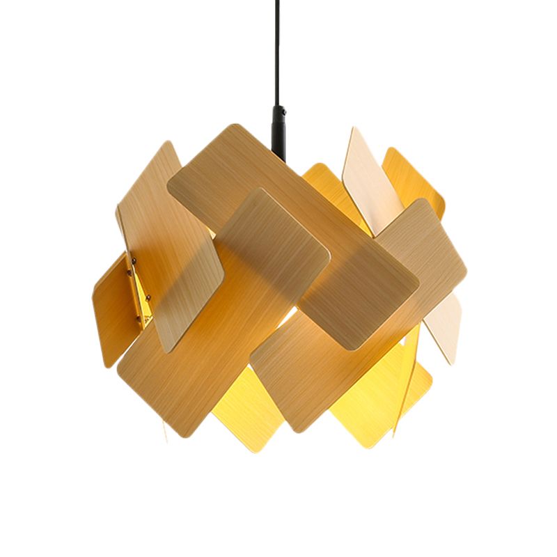 Acrylblütenform Pendellampe moderner nordischer Stil 1 hellrot/blau/helles Holz hängen Deckenlicht