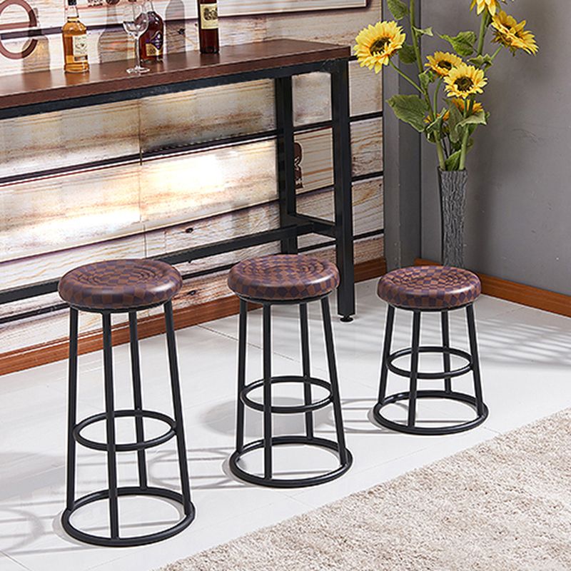Modern Round Bar Stool Footrest Backless Counter and Bar Stool with Iron Legs