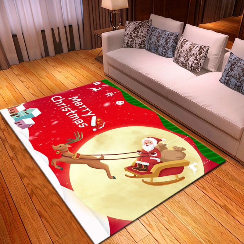 Red Tone Modern Area Carpet Polyester Holiday Decoration Indoor Rug Easy Care Carpet for Living Room