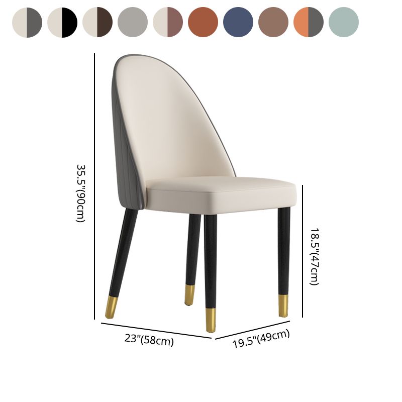 Silla de comedor de estilo escandinavo, silla Parsons acolchada sin brazos de madera (juego de 2)