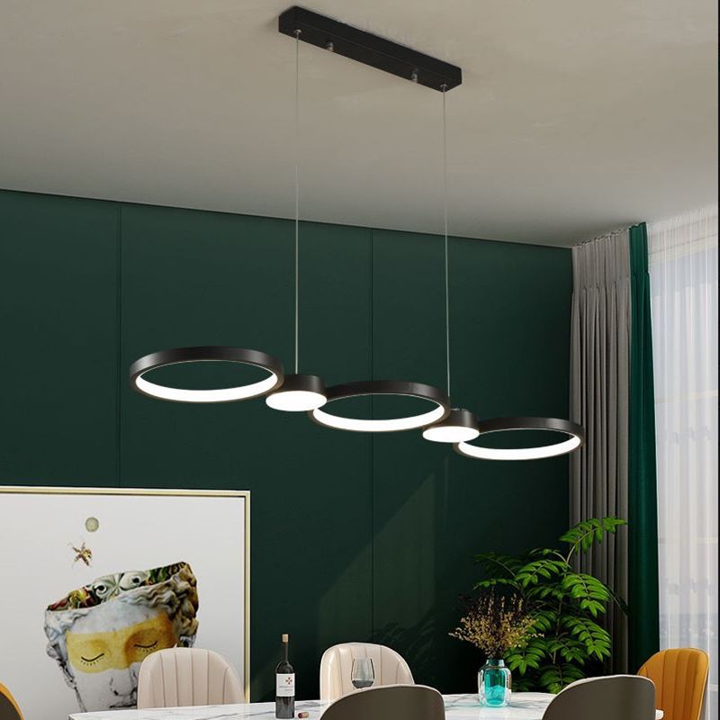 Black Linear LED Island Light in Modern Simplicity Aluminium Pendant Light with Acrylic Shade