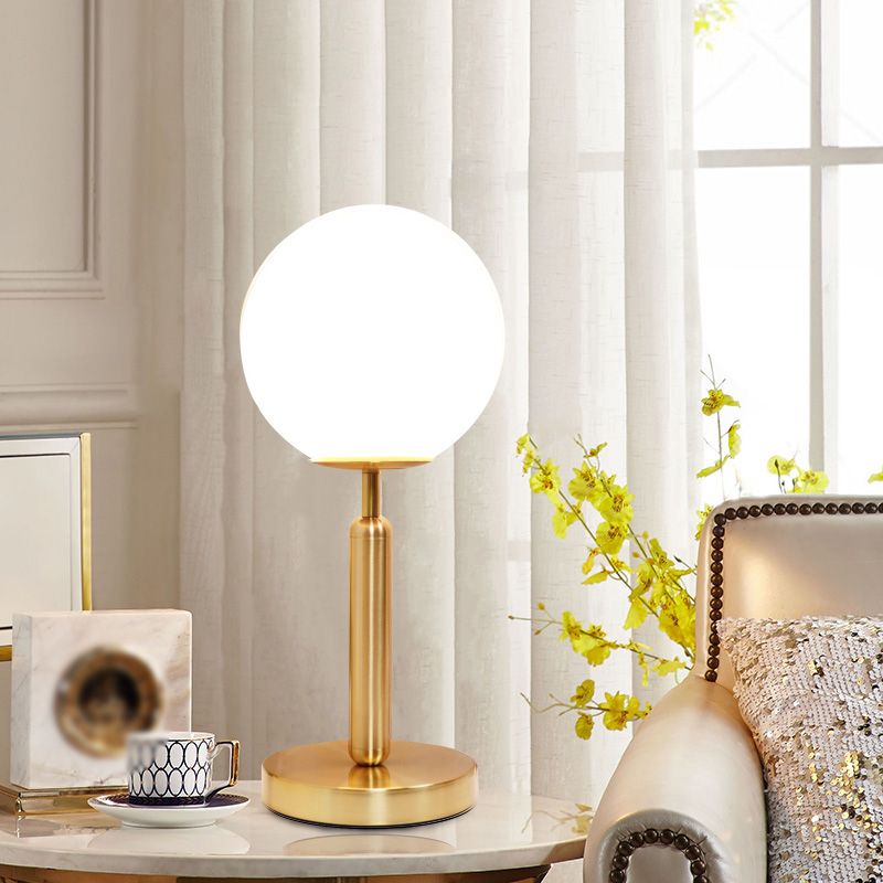 Global Bedside Night Light Opaline Glass 1 Bulb Minimalist Table Light