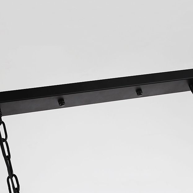 Industrial Style Rectangle Island Pendants Metal Pendant Lights in Black for Dining Room