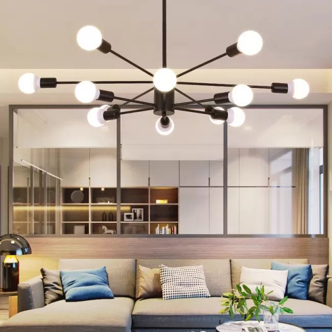 Loft 2-laags kroonluchter hanger licht metaal woonkamer kroonluchter lichtarmatuur in zwart