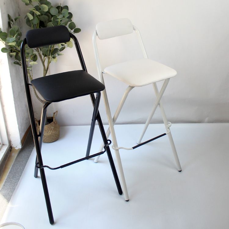 Taburete de bar plegable con respaldo moderno, taburete de bar de hierro para balcón con reposapiés
