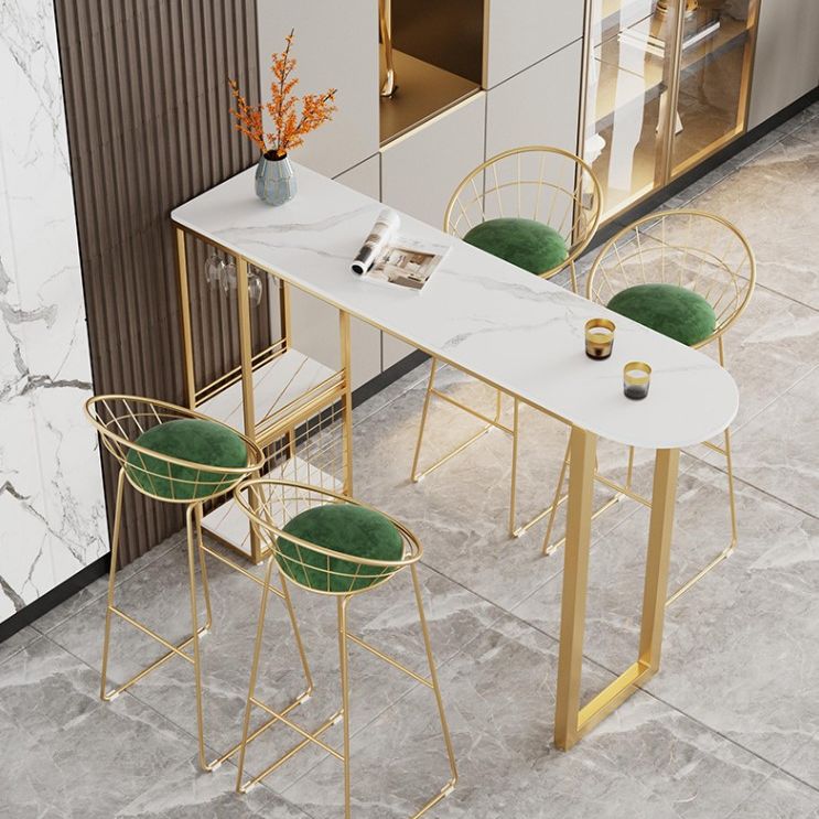 Tavolo da cocktail bar top in pietra tavolo da stoccaggio in metallo in metallo da 42 pollici