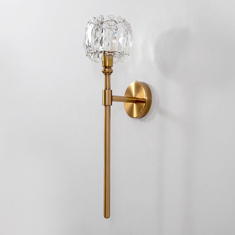 Nordic Style Metal Wall Light Globe Shape Wall Sconce with Crystal for Living Room