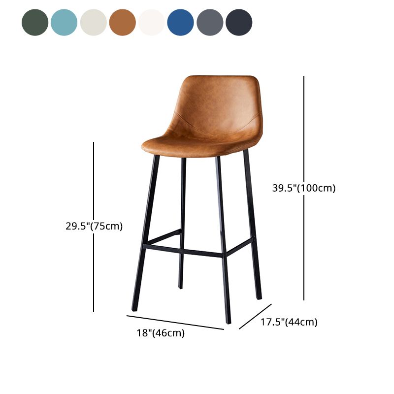 Scandinavian Style Bar-stool with Square Leather Seat Counter Stool Kitchen Bar-stool