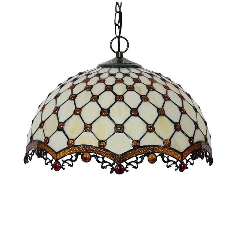 Sfaldato a sospensione Light Affermazione Light Tiffany Stated Glass 1 Lampada di sospensione di gioielli bianchi leggeri per sala da pranzo