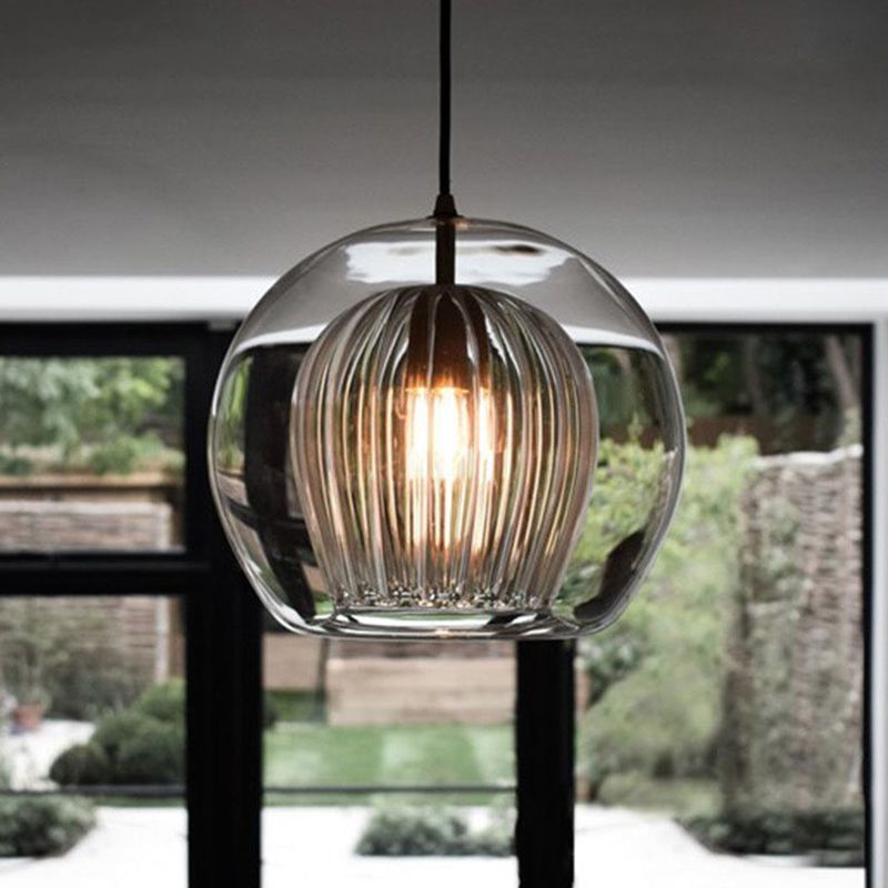 Contemporary Spherical Pendant Lighting Glass Dinning Room Ceiling Pendant Light in Gold