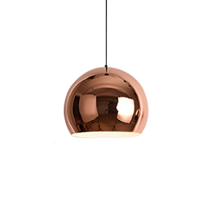 Shaded Dinning Room Pendant Ceiling Light Metal Nordic Hanging Ceiling Light in Rose-Gold