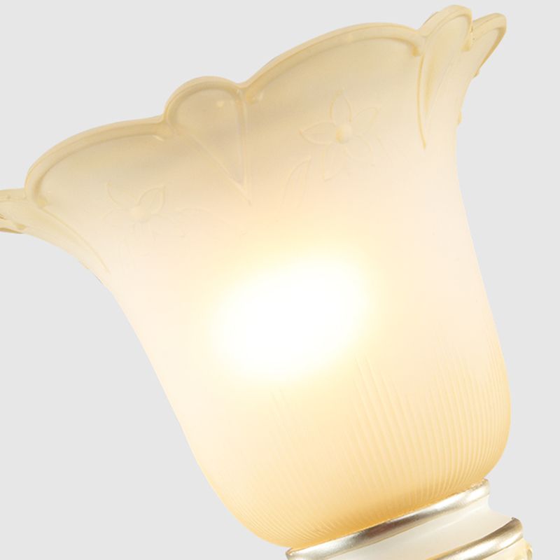 Ivory Flower Wall Light Traditional White Glass 1/2 Lights Living Room Sconce Light