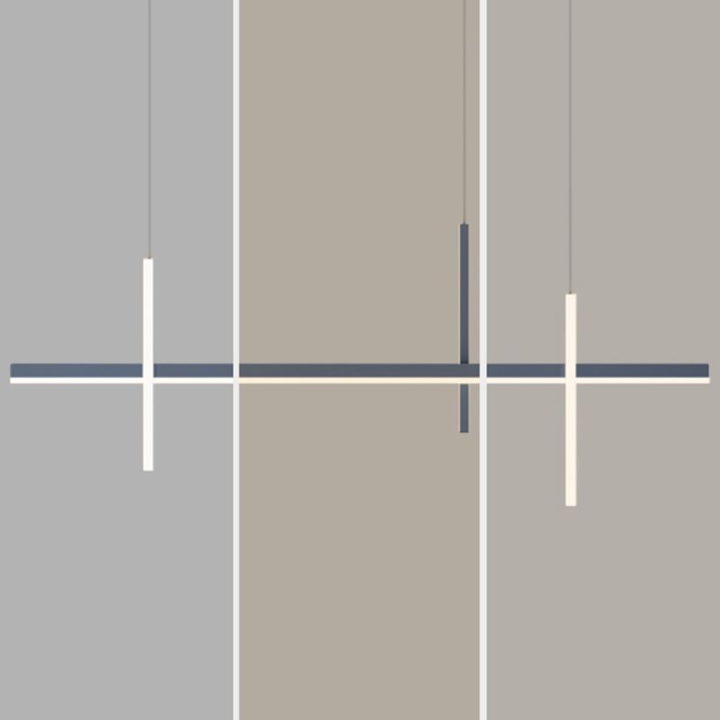 3-Light Linear Island Light Fixture Simplicity Metal Pendant Light for Dining Room