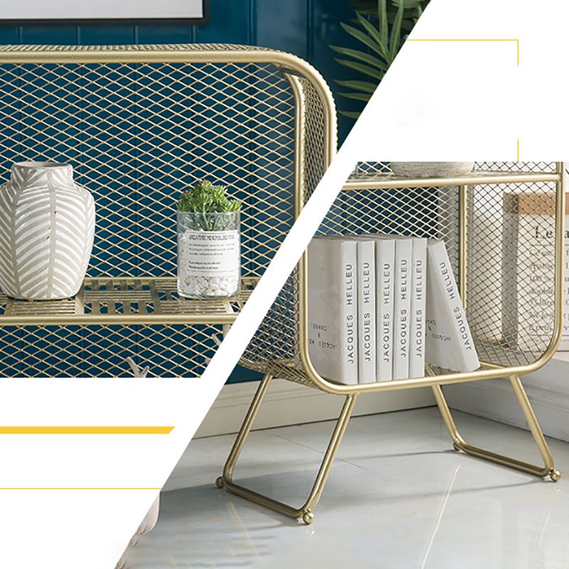 Gold Metal Bookshelf Closed Back Standard Bookcase with Shelves