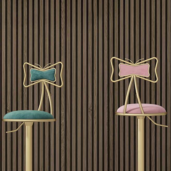 Glam Rotatable Liftable Counter Stool Iron Beauty Shop Bar Stool with Velvet Cushion